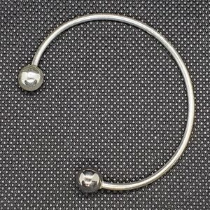 Elegant Sterling Silver Open Cuff Ball Charm Bracelet
